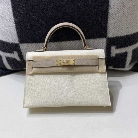Hermès Mini Kelly II Nata / Gris Tourterelle Epsom Gold Hardware