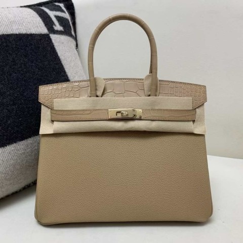 Hermès Birkin 30 Gold Togo with Matte Alligator Trim and Gold Hardware