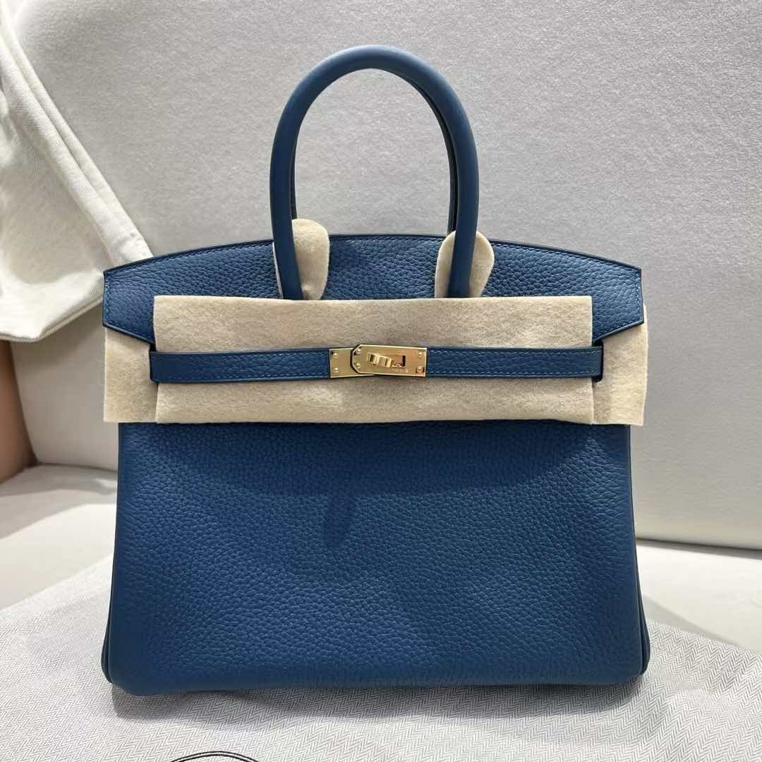 Hermès Birkin 25 in Togo Leather, Bleu Frida, Gold Hardware