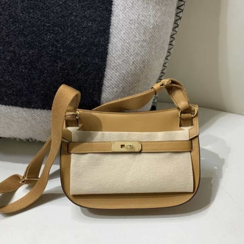 Hermès Jypsière Mini in Toile and Swift Leather, Gold Hardware