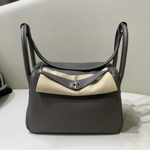 Hermès Lindy 30 Etain Clemence Leather / Palladium Hardware