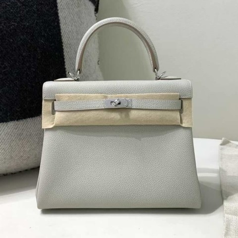 Hermès Kelly 25 Togo Gris Perle x Palladium Hardware