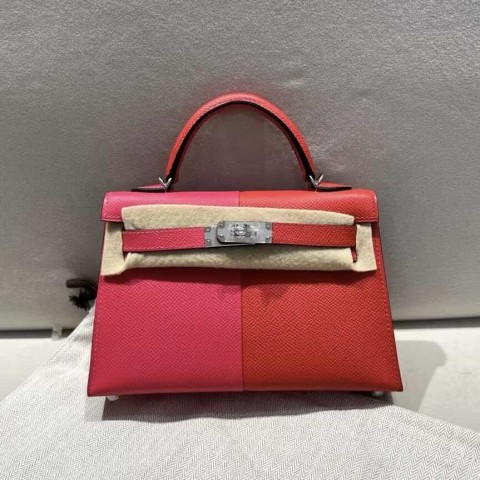 Hermès Kelly 25 Sellier Rose Mexico & Capucine Epsom Leather / Palladium Hardware