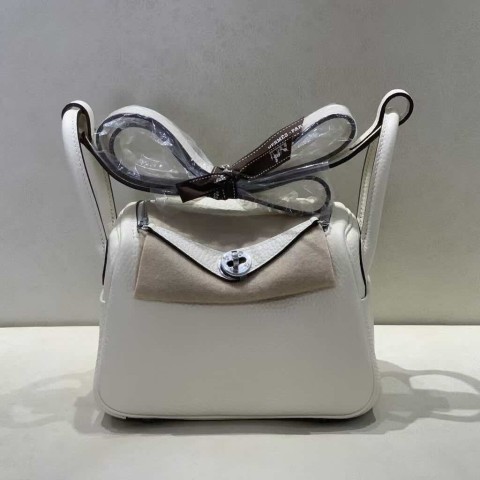 Hermès Lindy 20 Blanc Clemence Leather / Palladium Hardware