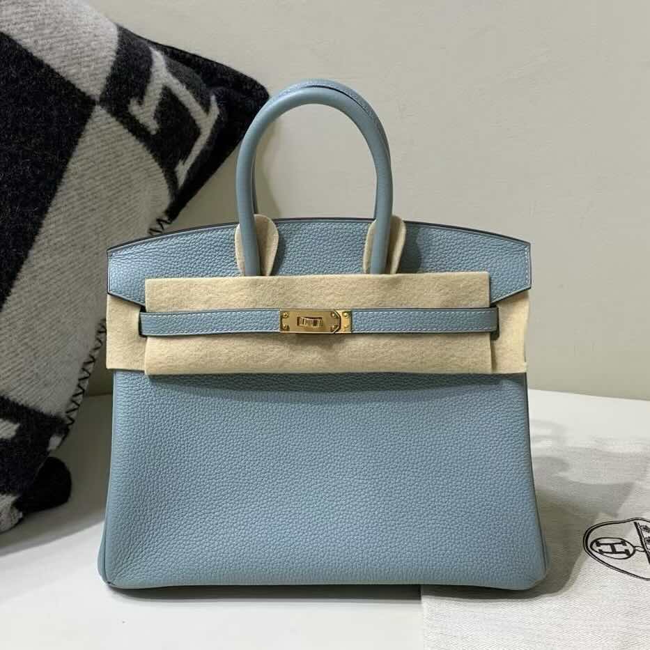Hermès Birkin 25 Blue Lin Togo Leather / Gold Hardware