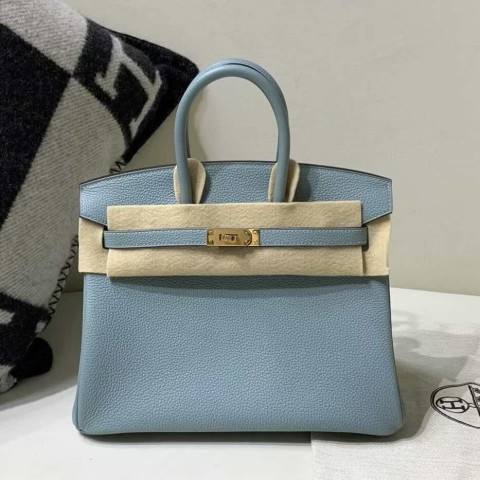 Hermès Birkin 25 Blue Lin Togo Leather / Gold Hardware
