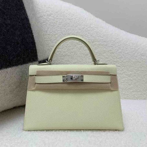 Hermès Mini Kelly II 20 Epsom Jaune Poussin Palladium Hardware