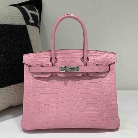 Hermès Birkin 30 Matte Alligator Rose Sakura Palladium Hardware