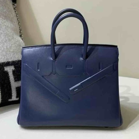 Hermès Birkin Shadow 25 Swift Bleu Marine