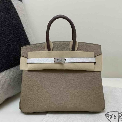Hermès Birkin 25 Epsom Gold / White / Ebene (Tri-tone) Palladium Hardware