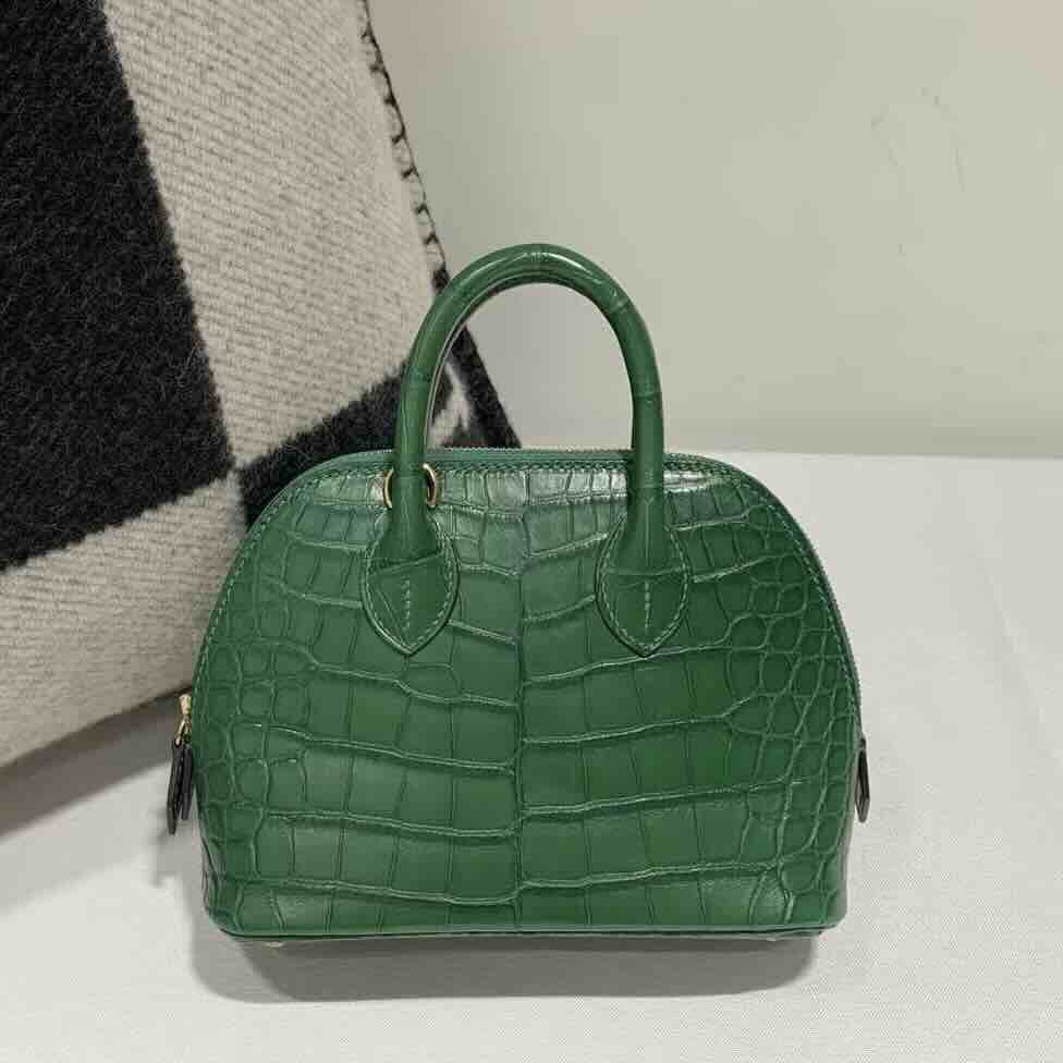 Hermès Bolide Mini 1923 Matte Alligator Vert Cypress Gold Hardware