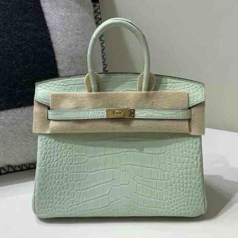 Birkin 25 Vert Criquet Matte Alligator Gold Hardware