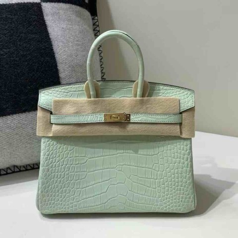 Birkin 25 Vert Criquet Matte Alligator Gold Hardware