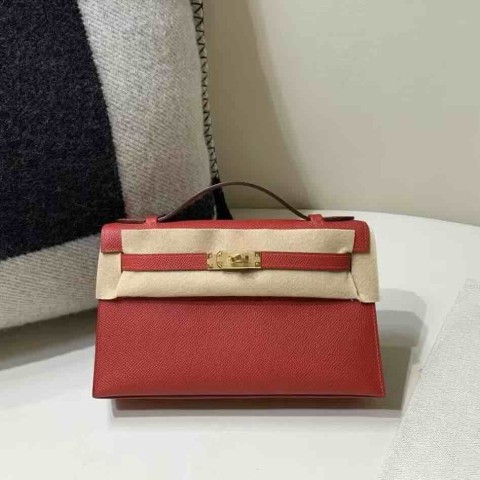 Kelly Pochette Epsom Rouge Casaque Gold Hardware