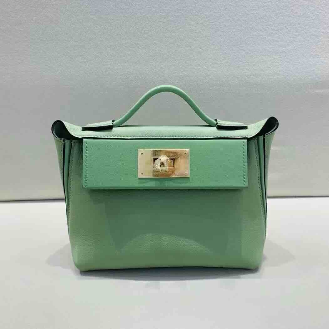 Hermès Sac 24/24 Mini Swift Leather Vert Criquet Gold Hardware