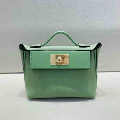 Hermès Sac 24/24 Mini Swift Leather Vert Criquet Gold Hardware