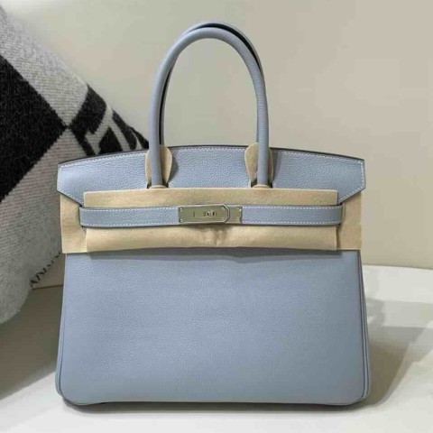 Hermès Birkin 30 Bleu Lin Togo Leather / Palladium Hardware