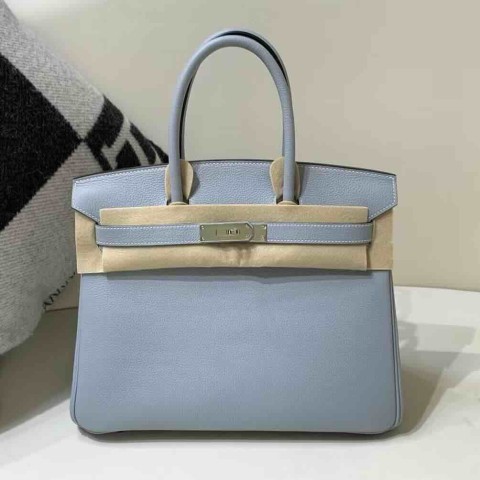 Hermès Birkin 30 Bleu Lin Togo Leather / Palladium Hardware