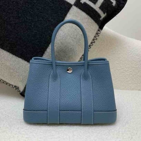 Hermès Garden Party Mini Denim Blue Negonda Leather / Palladium Hardware