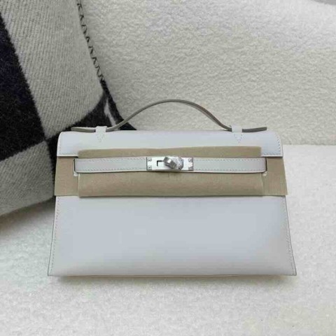 Hermès Mini Kelly I Retourne 20 Gris Lait Swift Leather / Palladium Hardware