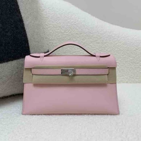 Hermès Mini Kelly I Retourne 20 Sakura Pink Swift Leather / Palladium Hardware