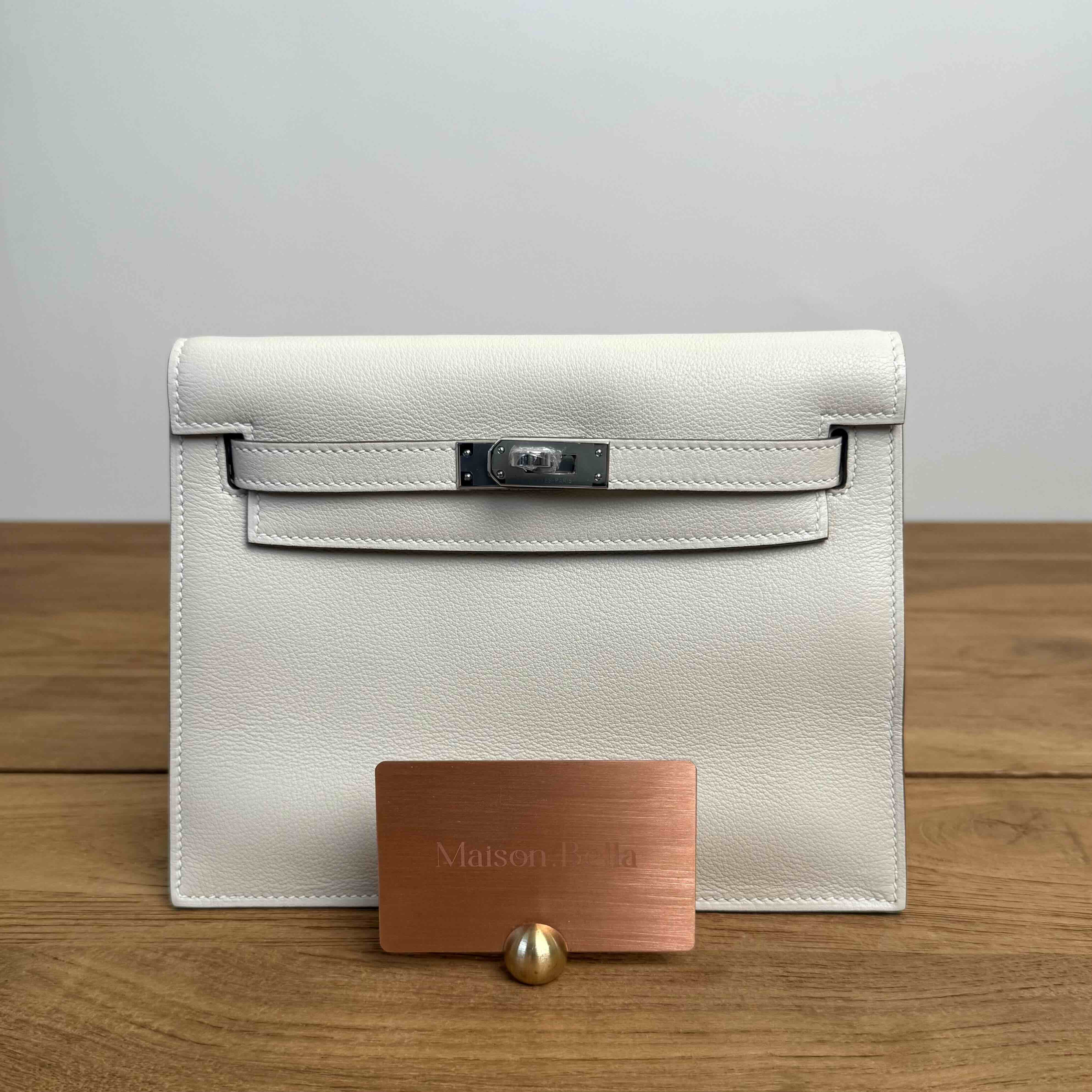 Hermès Kelly Danse in Craie Evercolor Leather with Palladium Hardware