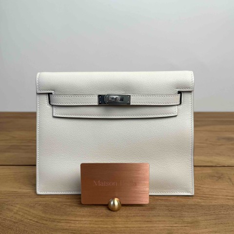 Hermès Kelly Danse in Craie Evercolor Leather with Palladium Hardware
