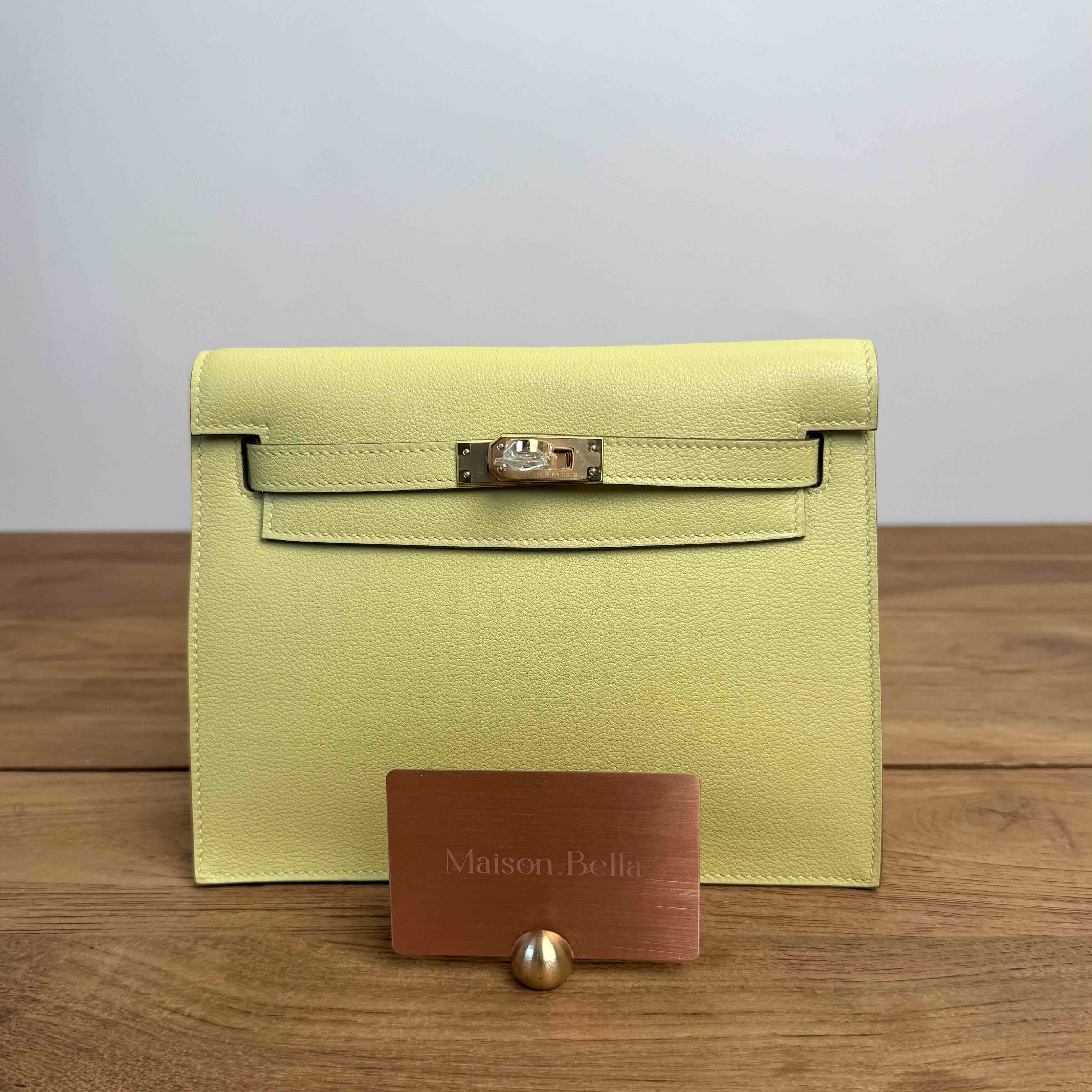Hermès Kelly Danse II Evercolor Souffre with Gold Hardware