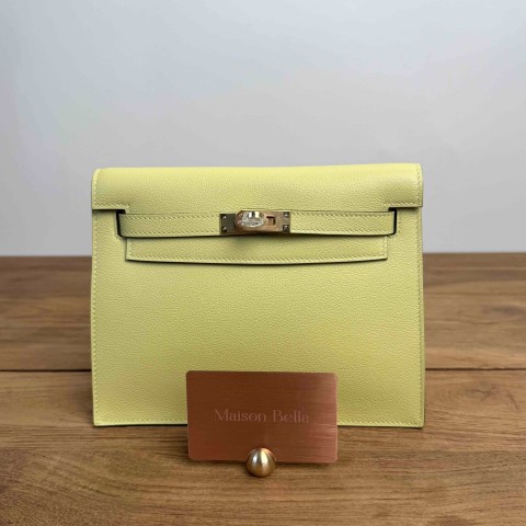 Hermès Kelly Danse II Evercolor Souffre with Gold Hardware