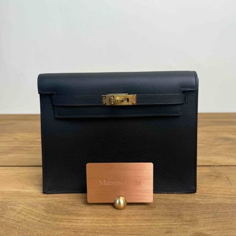 Hermès Kelly Danse II Noir Evercolor with Gold Hardware