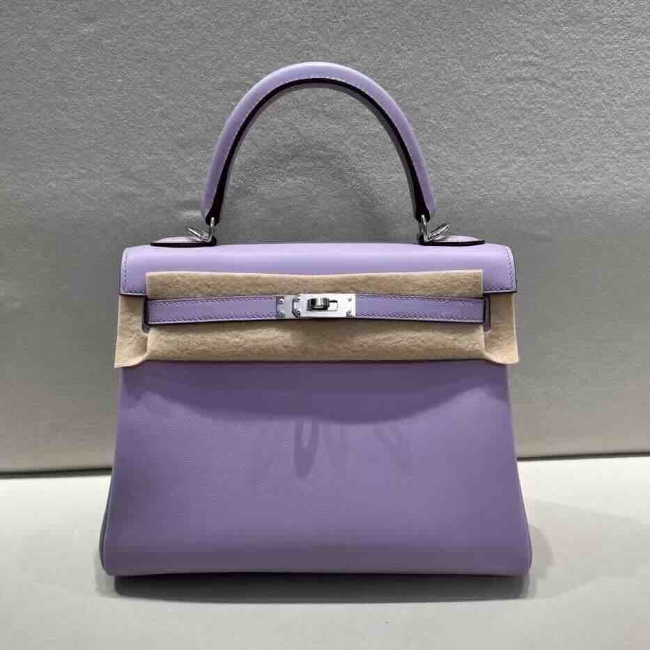 Hermès Kelly 25 Swift Lavender / Palladium Hardware