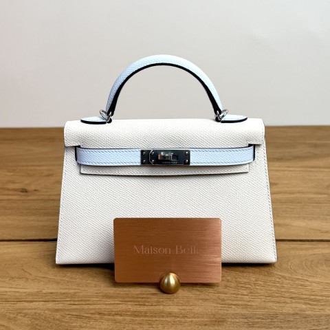 Hermès Mini Kelly2 Epsom Blue Brume x Nata