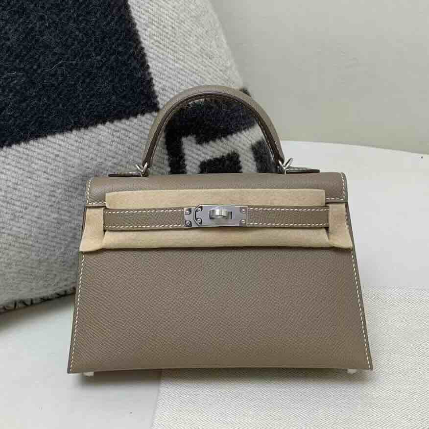 Hermès Mini Kelly II Epsom Leather Etoupe / Palladium Hardware
