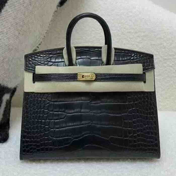Hermès Birkin 25cm Matte Alligator Leather Black / Gold Hardware