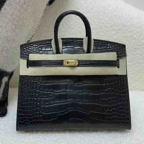 Hermès Birkin 25cm Matte Alligator Leather Black / Gold Hardware