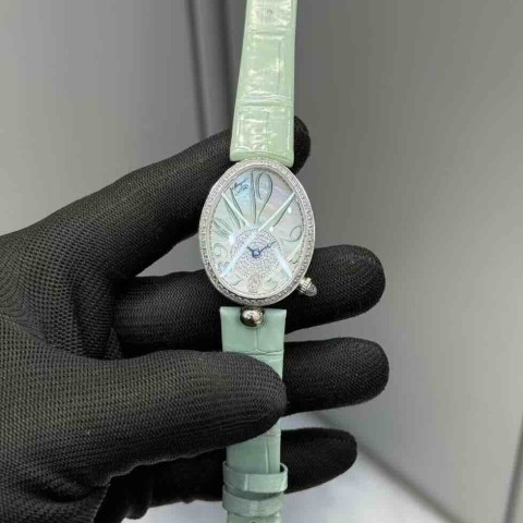 브레게 퀸 시계 36mm / 회색 앨리게이터 가죽 스트랩
