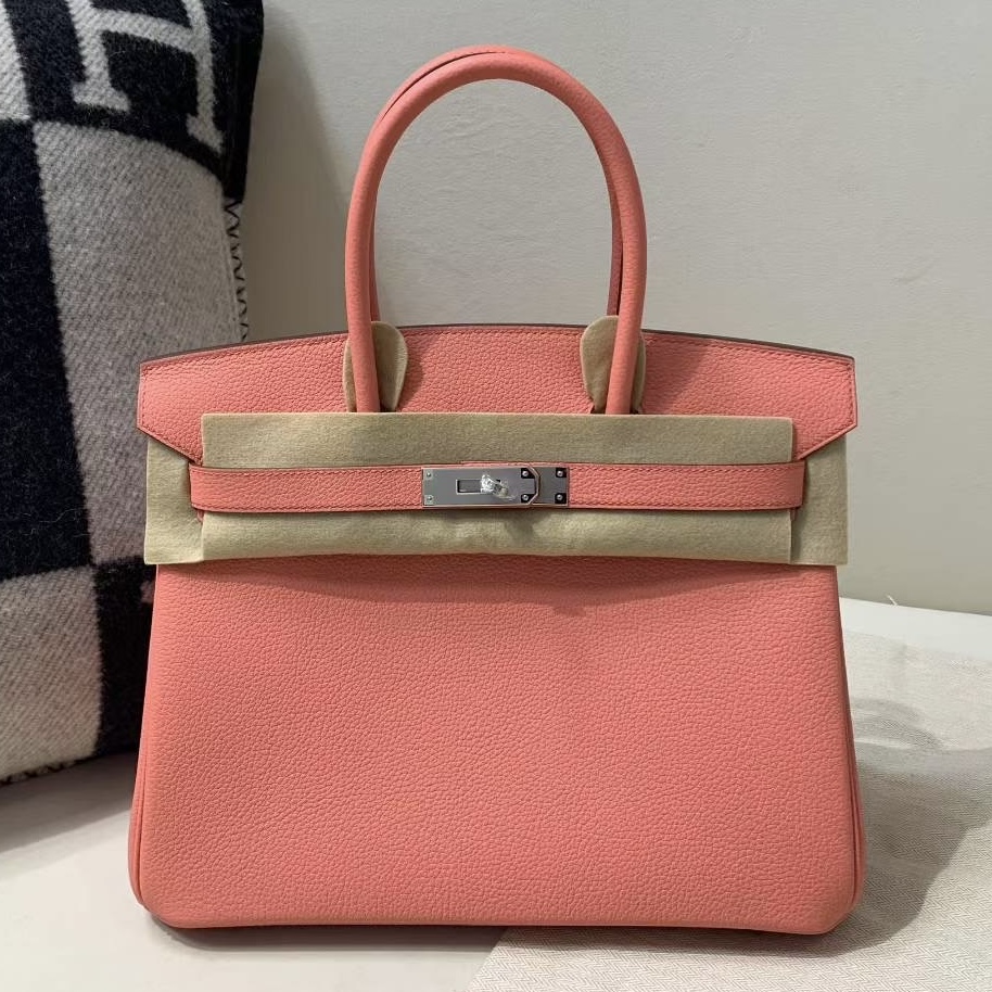 Hermès Birkin 30cm Togo Leather Lobster Pink / Palladium Hardware