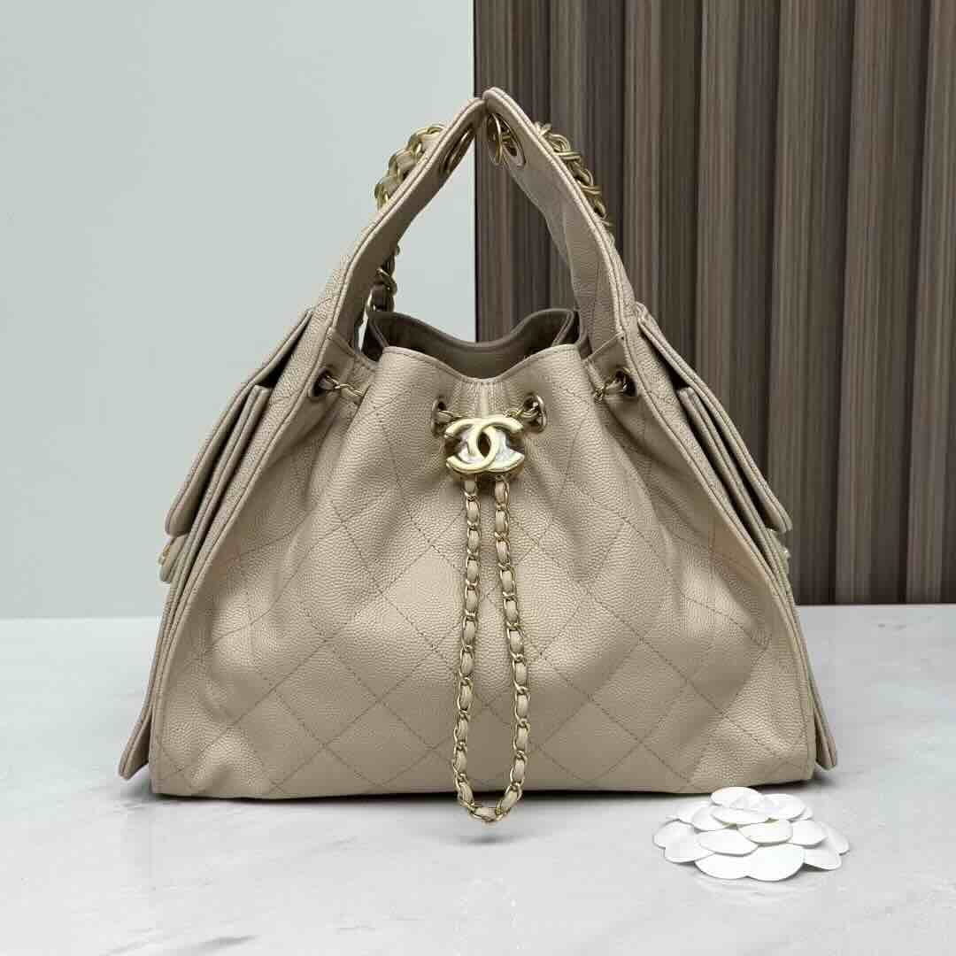 Chanel 25C Hobo Bag Small 30x26x14cm Light Beige