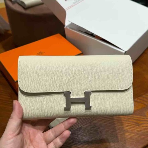 Hermès Constance Long To Go Wallet Epsom Leather Craie (Milky White) / 20.5×13×2cm