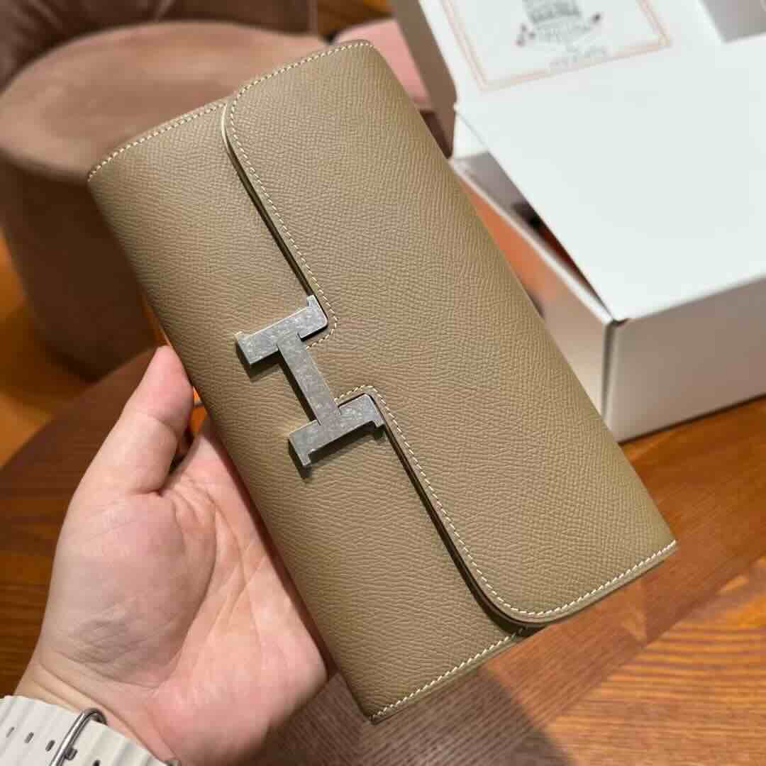 Hermès Constance Long To Go Wallet Epsom Leather Etoupe / 