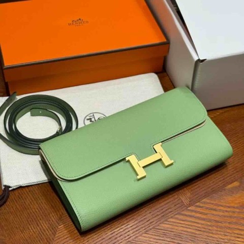 Hermès Constance Long To Go Wallet Epsom Leather Vert Criquet