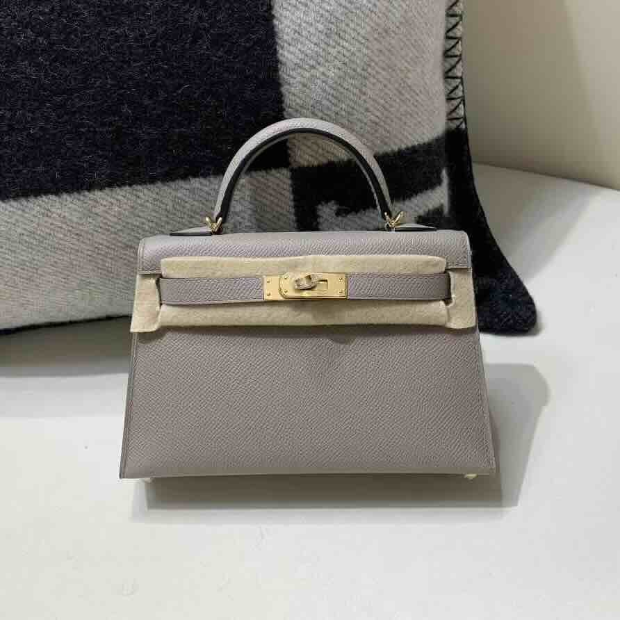 Hermès Mini Kelly II Epsom  M8 Gris Asphalte/ Gold Hardware