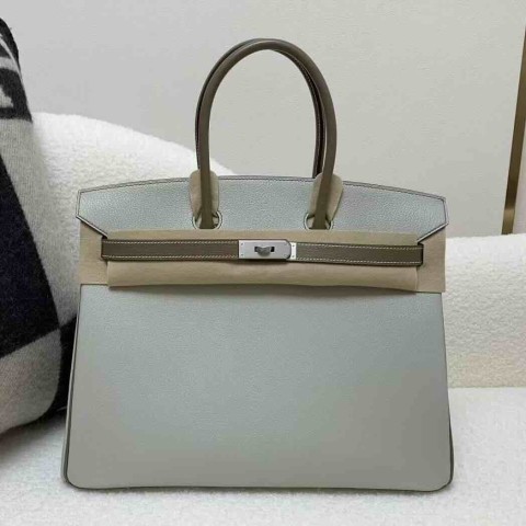 Hermès Birkin 35cm Gris Perle Etoupe Chevre Brushed Palladium Hardware
