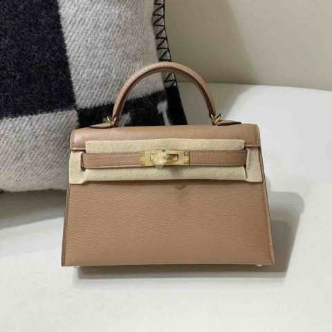 Hermès Mini Kelly II Bois de Rose Chevre Gold Hardware