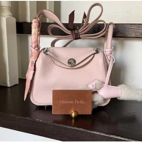 Hermès Mini Lindy Togo Rose Darling x PHW
