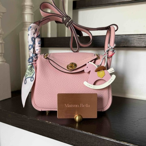Hermès Mini Lindy Togo Rose Sakura x Gold