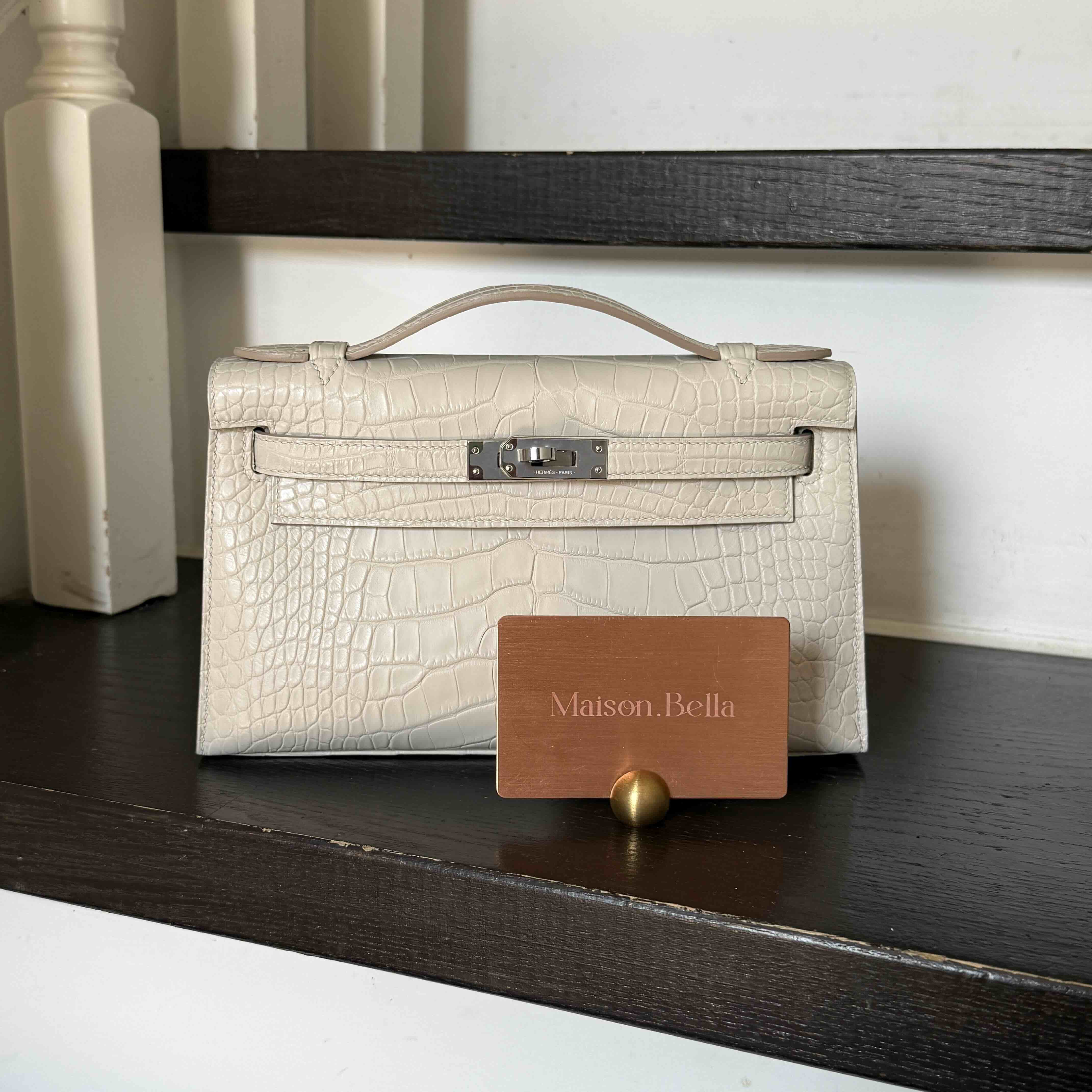 Hermès Pochette Alligator Beton x PHW (HCP)