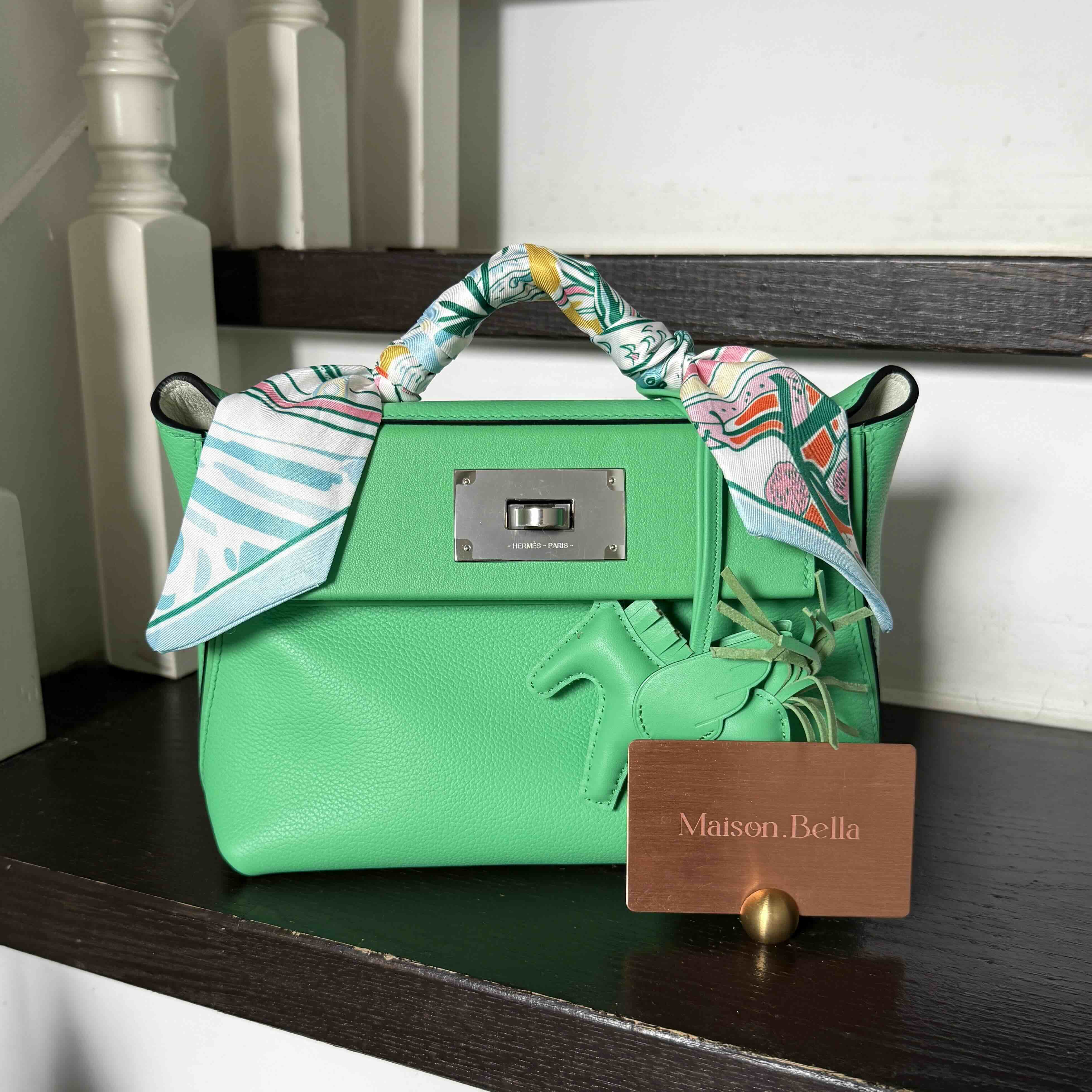 Hermès 2424 Mini Swift Leather Vert Criquet Palladium Hardware