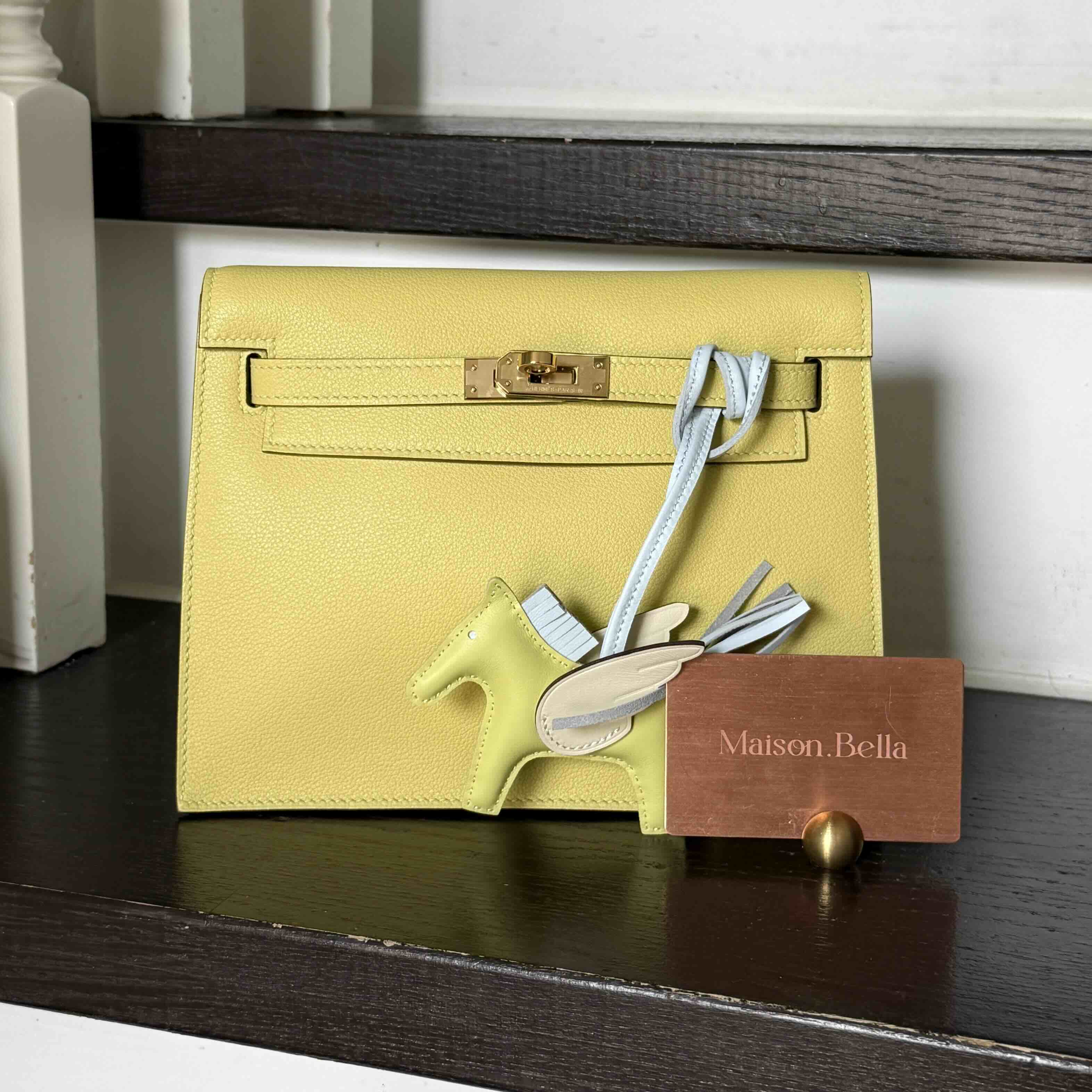 Hermès Kelly Danse II Evercolor Souffre with Gold Hardware