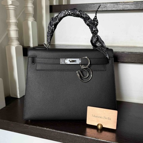Hermès Kelly 28 Noir Epsom with Palladium Hardware